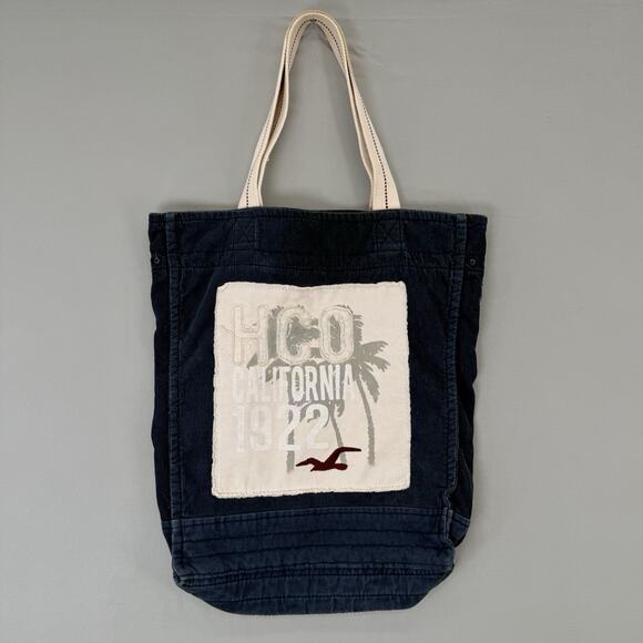Hollister Handbags - Hollister Dark Blue Corduroy 100% Cotton Y2K Shoulder Bag Seagull Logo Daily Bag